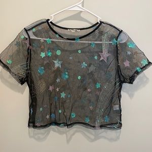 Black sheer crop top